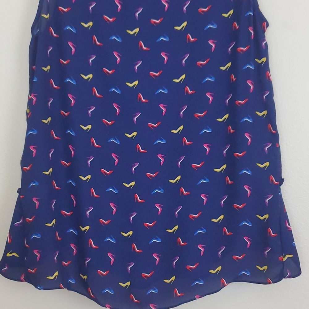 NWT Sunny Leigh Navy High Heels Print Sleeveless Top M - Picture 13 of 13